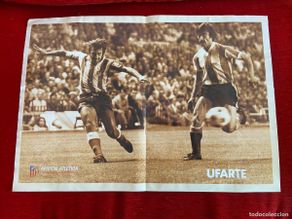 Colecionismo desportivo: DOBLE POSTER ATLETICO MADRID UFARTE Y CARTEL RACING SANTANDER 2003 2004